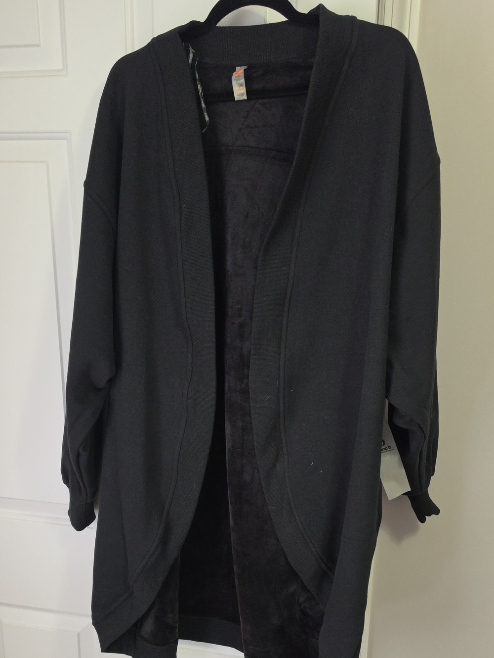 Mono B Open-Front Heavy Sweatshirt-like Coat & Soft Cozy Lining & Pockets 2x/3x